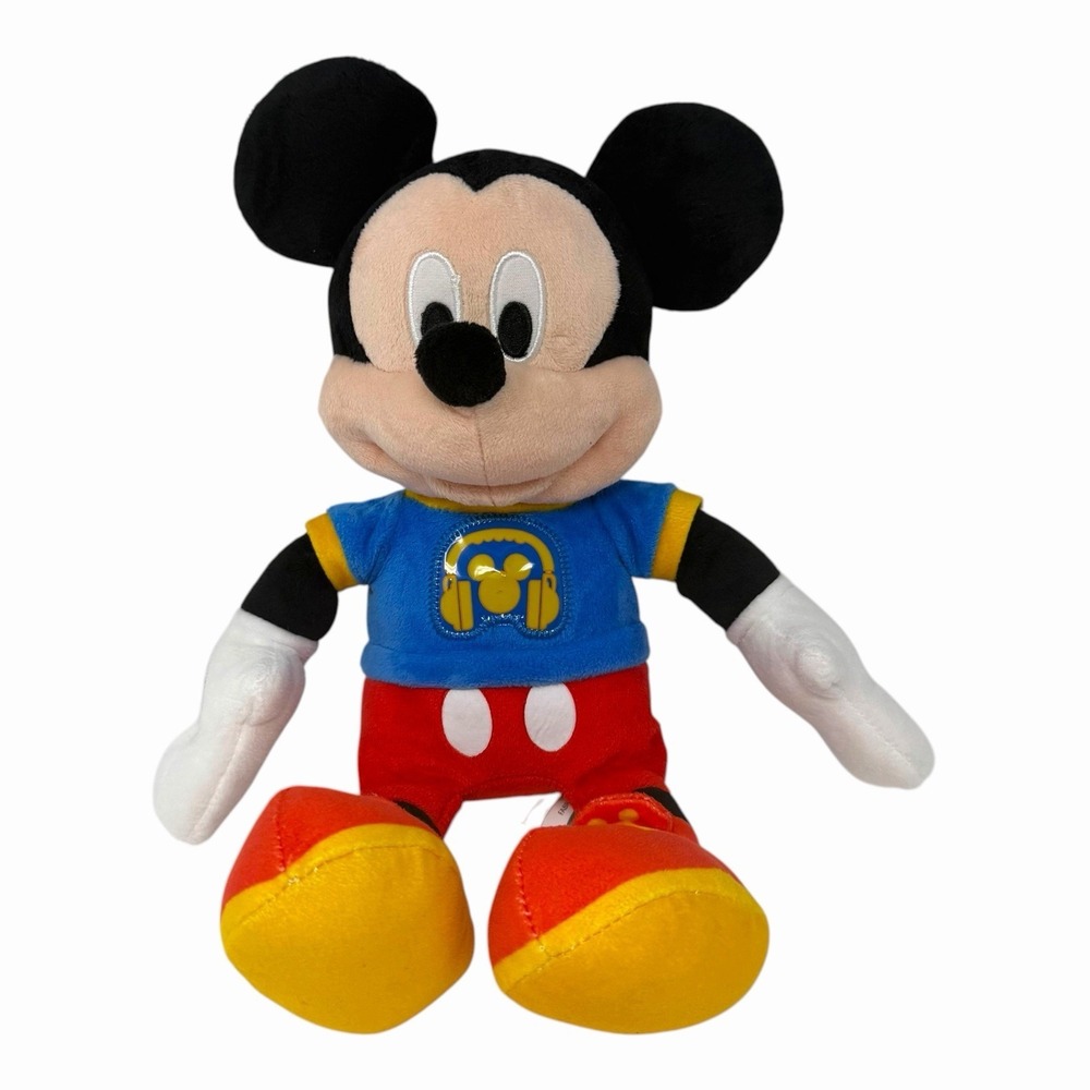Disney Mickey Mouse Plush Just Play Blue Headphone Shirt Red Shorts 14623
